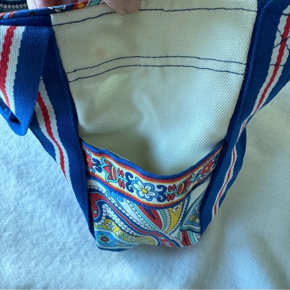Vera Bradley Color-Block Small Canvas Tote Marina Paisley Print - Picture 12 of 12